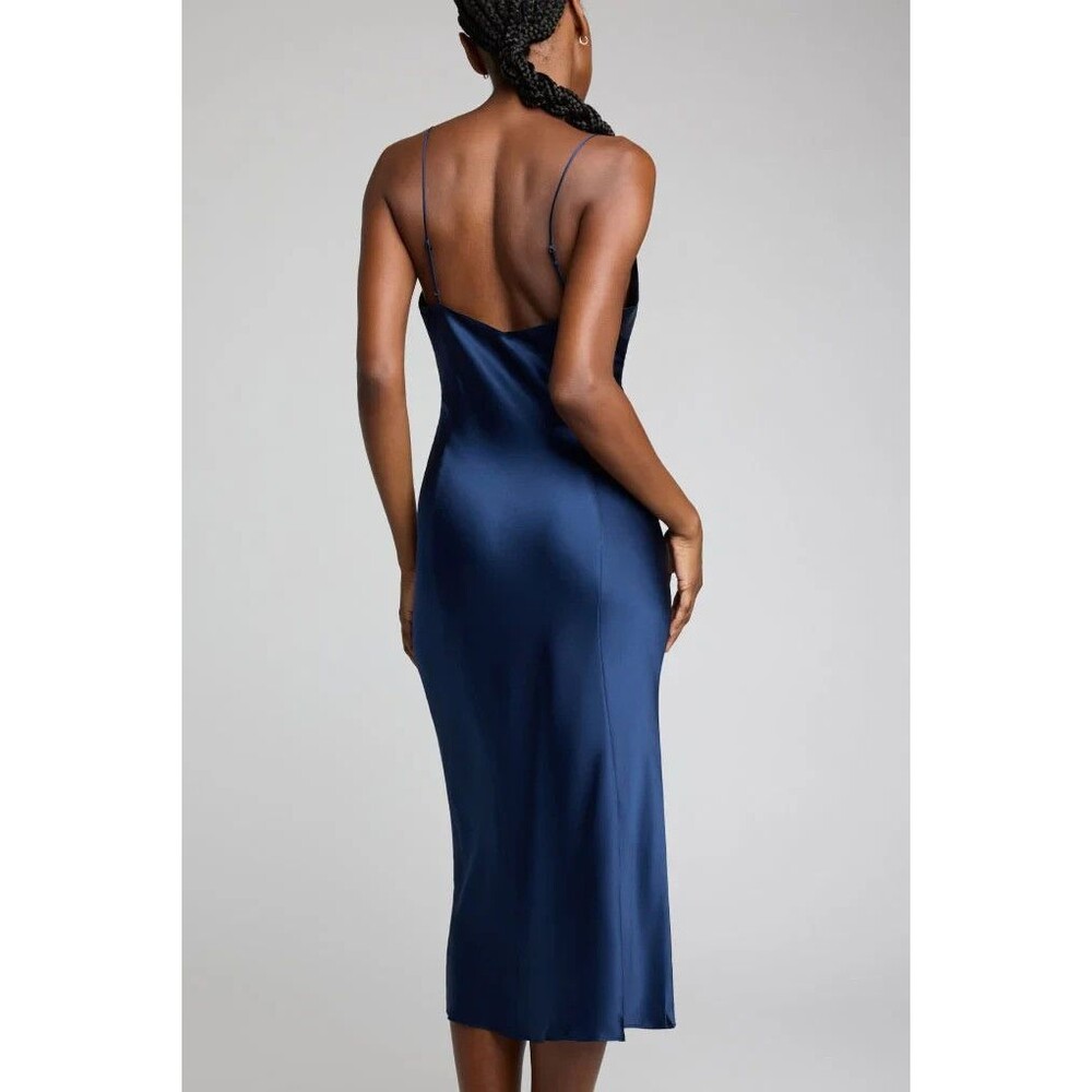 Negative Underwear Eclipse Silk Slip Dress Small Navy MSRP $198 - Picture 4 of 5
